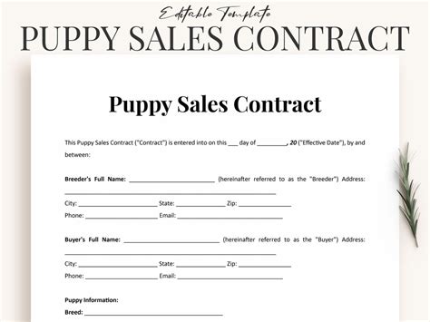 Puppy Sale Contract Templates For Breeders And Owners