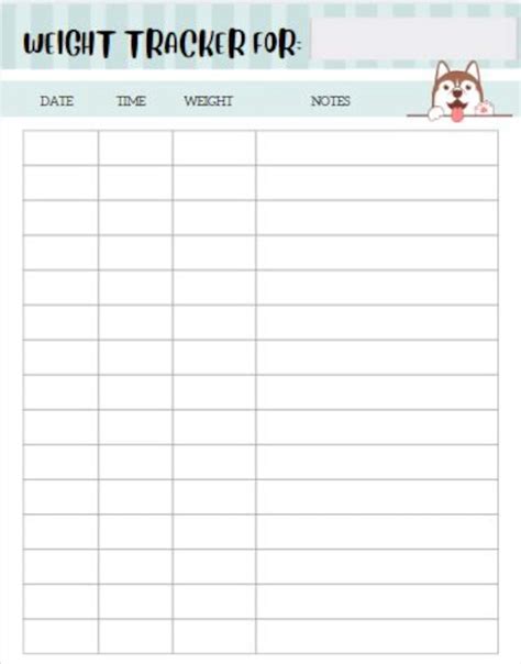 Puppy Weight Chart Template For Healthy Growth Tracking