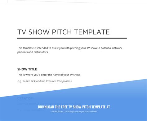 Reality Tv Show Pitch Template Blueprint