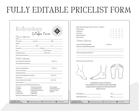 Reflexology Intake Form Template And Guide