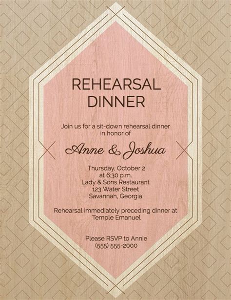 Rehearsal Dinner Invitation Templates And Wording Examples