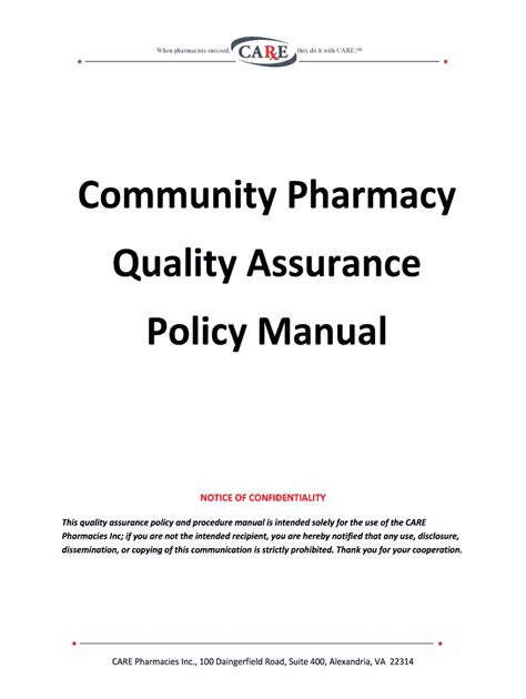 Retail Pharmacy Policy And Procedures Template Guide