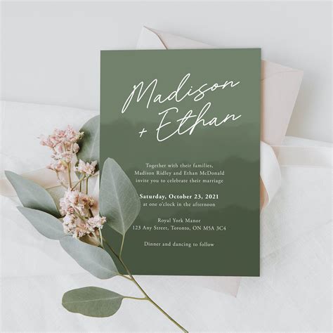 Sage Green Wedding Invitation Template Free Download