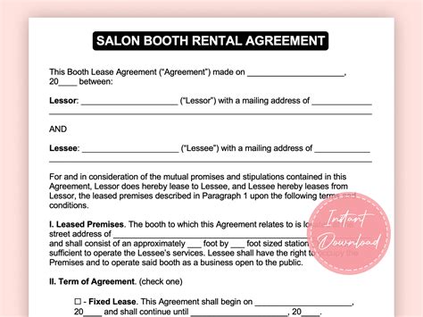 Salon Booth Rental Agreement Template And Contract Essentials