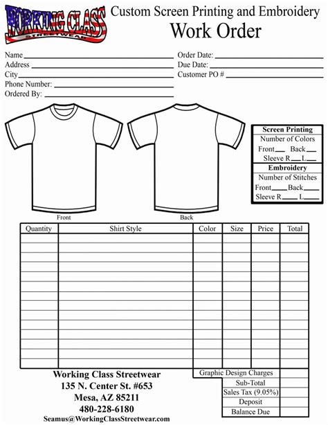 Sample Shirt Order Form Template For Easy Ordering