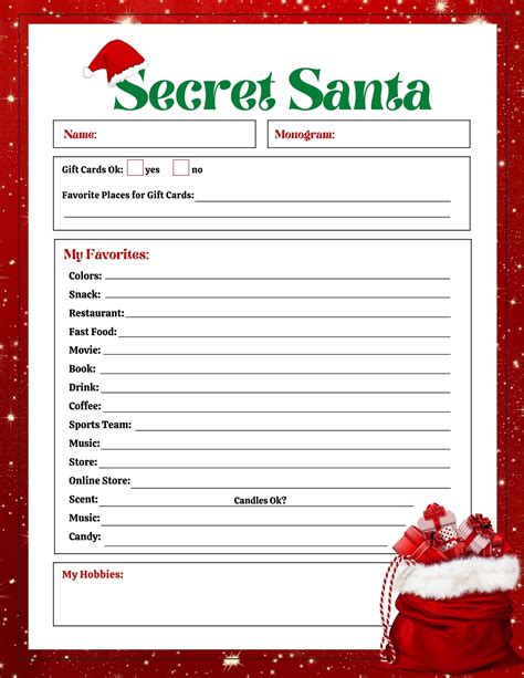 Secret Santa Gift List Template Made Easy