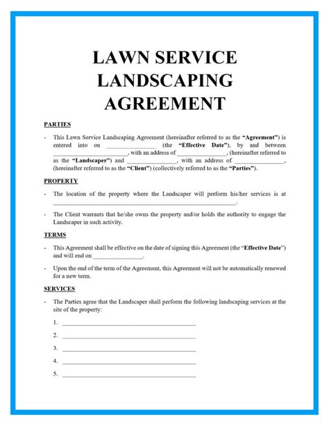 Simple Lawn Care Contract Template For Landscapers