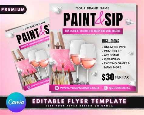 Sip And Paint Night Flyer Template Designs