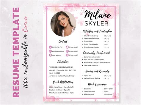 Sorority Rush Resume Template For Recruitment Success