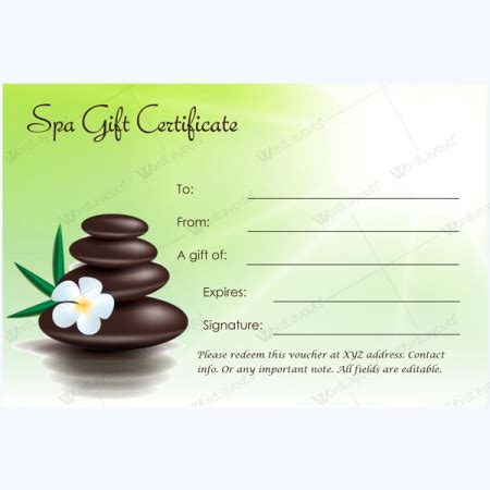 Spa Gift Certificate Template Free Download Now