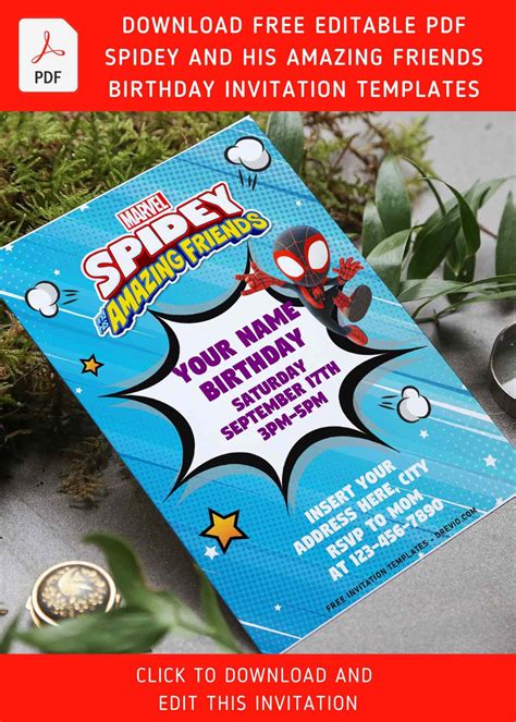 Spidey Friends Invitation Template Free Download