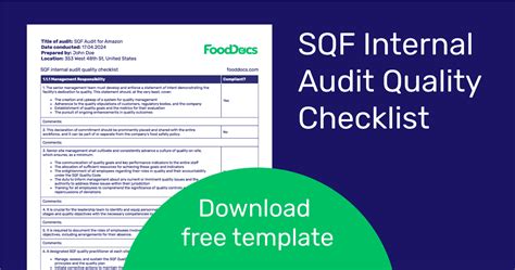 Sqf Internal Audit Template: Simplify Your Certification Process