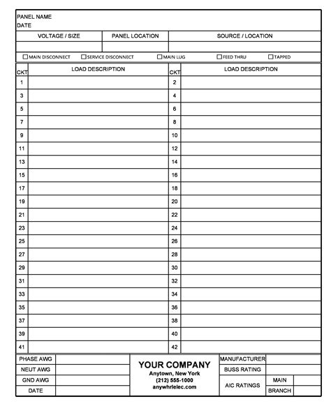 Square D Panel Schedule Template Excel Made Easy