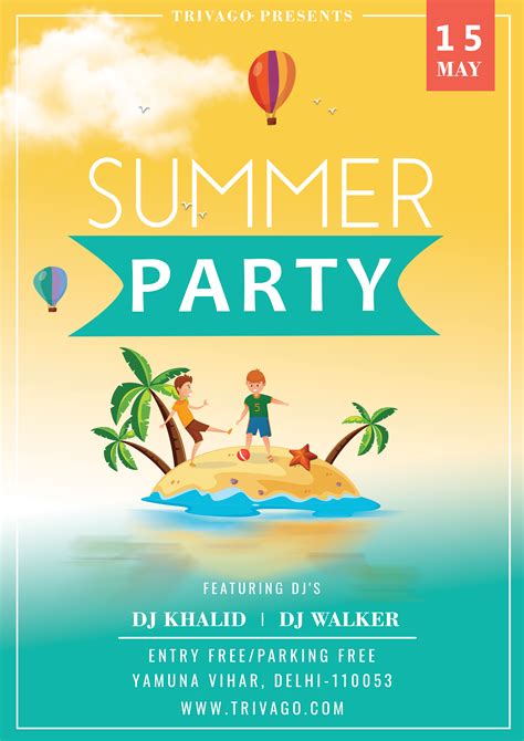 Summer Party Flyer Template Free Download Now