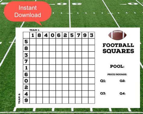 Super Bowl Pool Squares Template Guide