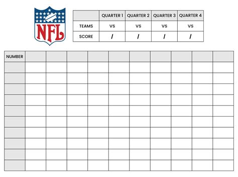 Super Bowl Pool Template Printable Squares Grid