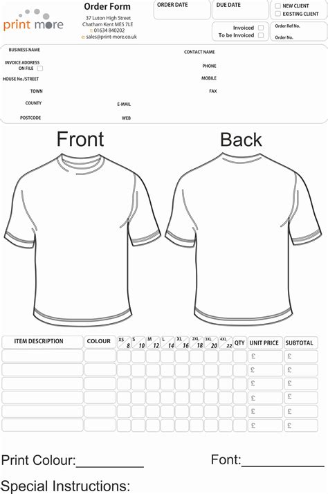 Tee Shirt Order Form Template Made Easy