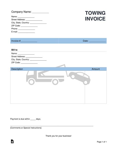 Towing Invoice Template In Microsoft Word