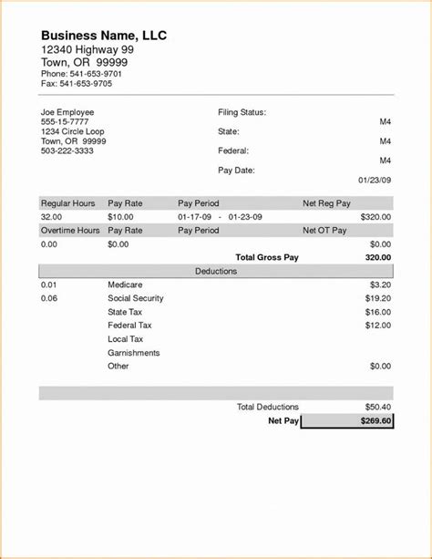 Truck Driver Pay Stub Template Free Download