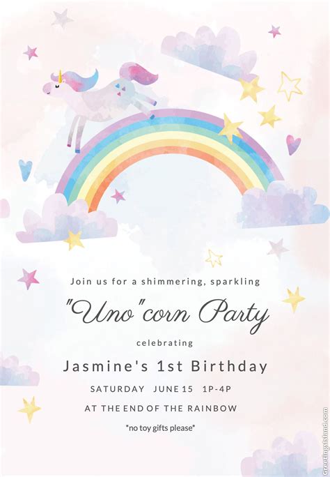 Unicorn Birthday Invitations Template Free Download