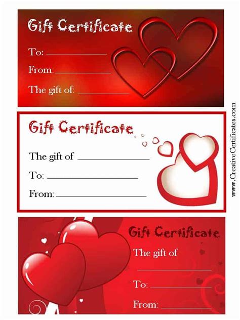 Valentine Gift Certificate Template Free Download