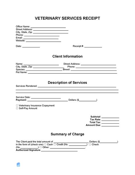 Vet Bill Template Editable For Easy Invoicing