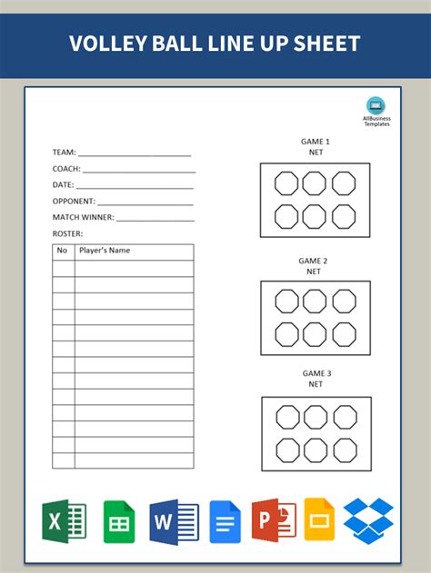 Volleyball Lineup Sheet Template Free Download