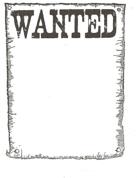 Wanted Poster Template Black And White Free Printable