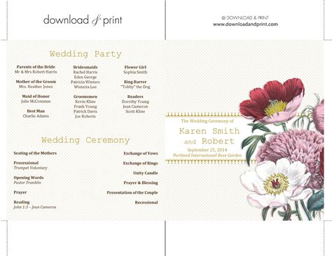 Wedding Program Template Free Download For Couples