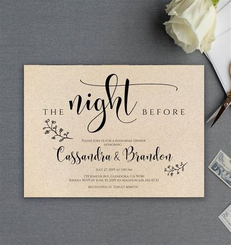 Wedding Rehearsal Invitation Template Examples And Wording