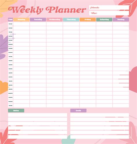 Weekly Hourly Planner Template For Productive Scheduling